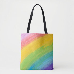 Bolsa Tote Padrão Arco-Íris Colorido Acrílico Aquecido  