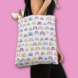 Bolsa Tote Padrão Arco-íris Multi Branco