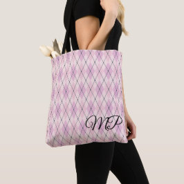 Bolsa Tote Padrão Argyle Tons de Rosa