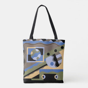 Bolsa Tote Padrão Art Déco Pochoir Vintage Jazz Cubismo