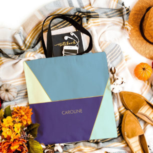 Bolsa Tote Padrão artístico colorido azul elegante Fofo