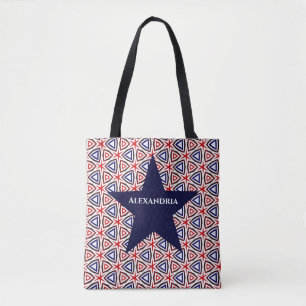 Bolsa Tote Padrão Azul Branco Patriótico Americano