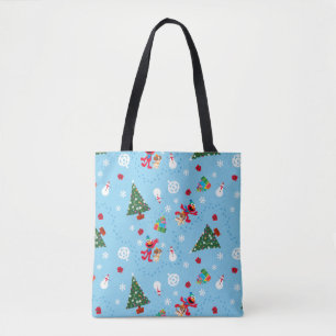Bolsa Tote Padrão Azul de Natal Elmo & Tango