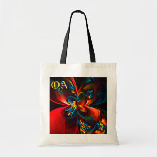 Bolsa Tote Padrão Azul Laranja-Abstrato Floral Moderno #14