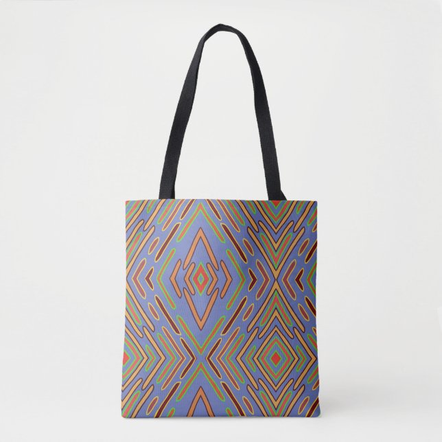 Bolsa Tote Padrão Azul Multicolorido Abstrato (Frente)