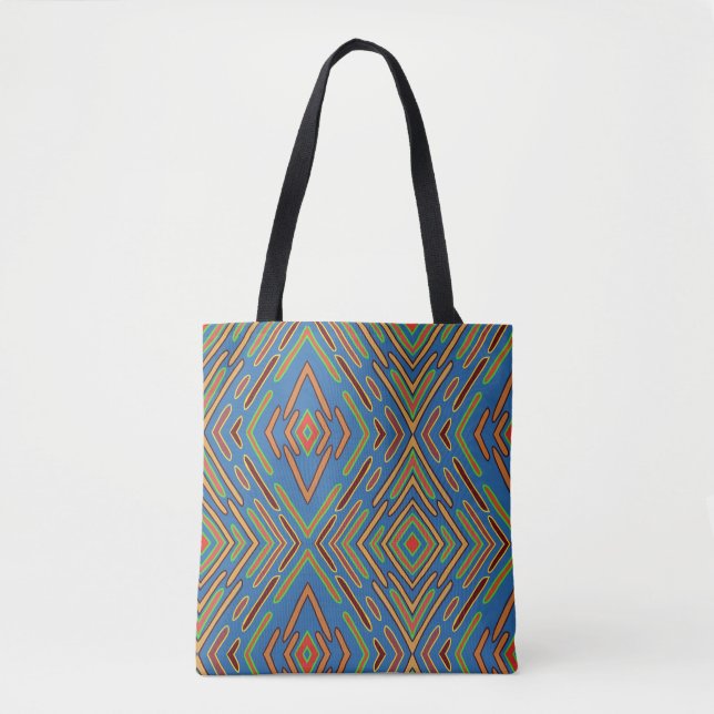 Bolsa Tote Padrão Azul Verde do Sudoeste (Frente)