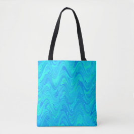 Bolsa Tote Padrão Azul Verde Mármore
