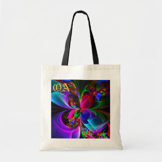 Bolsa Tote Padrão Azul Vermelho Abstrato Floral Moderno #12