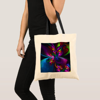 Bolsa Tote Padrão Azul Vermelho Abstrato Floral Moderno #15