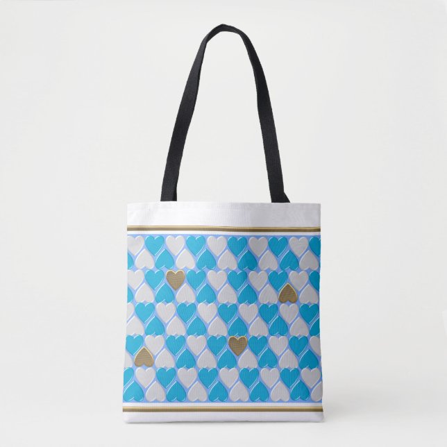 Bolsa Tote Padrão bávaro azul e branco. (Frente)