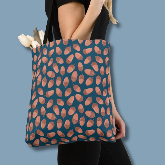 Bolsa Tote Padrão Blue Acorn (Acorn pattern tote bag)