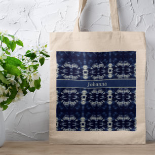 Bolsa Tote Padrão Boho Personalizado de Folha de Palmeira Azu