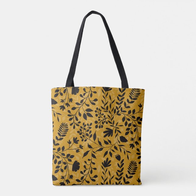 Bolsa Tote Padrão Bonito de Jardim Floral de Folhagem Encanta (Verso)