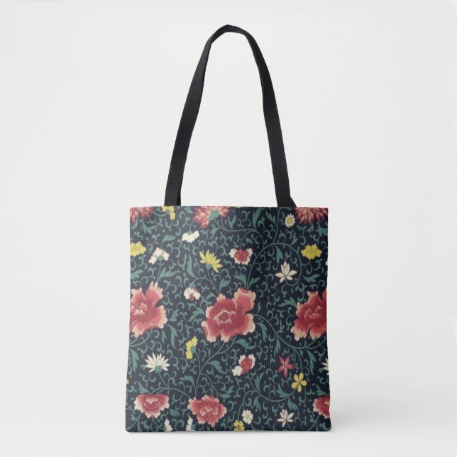 Bolsa Tote Padrão Bonito Floral Antiquado Vintage (Frente)