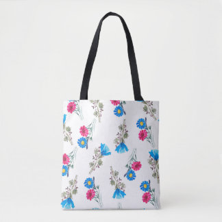 Bolsa Tote Padrão botânico aquoso de primavera rosa claro