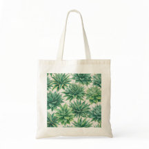 Padrão Botânico de Agave Suculento em Aquarela