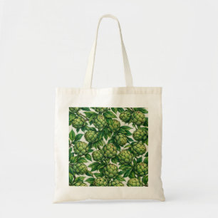 Bolsa Tote Padrão Botânico de Alcachofra Verde em Aquarela