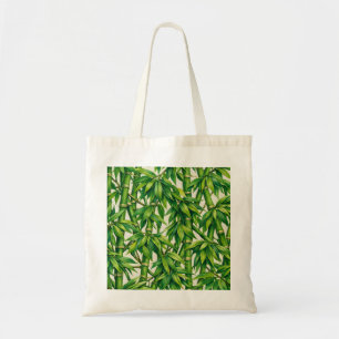 Bolsa Tote Padrão Botânico de Bambu Verde Aquarela