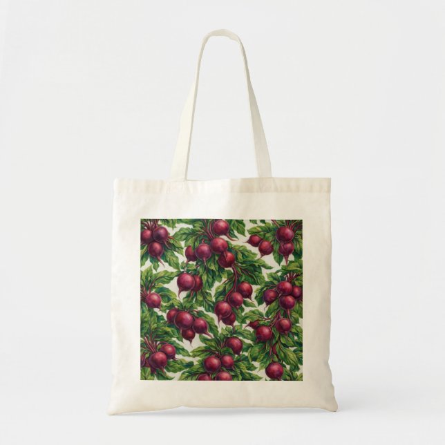 Bolsa Tote Padrão Botânico de Beterraba em Aquarela (Frente)