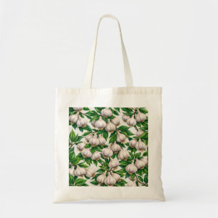 Bolsa Tote Padrão Botânico de Bulbo de Alho Fresco Vegetal