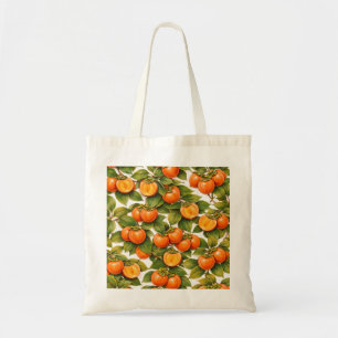 Bolsa Tote Padrão Botânico de Fatias de Caqui