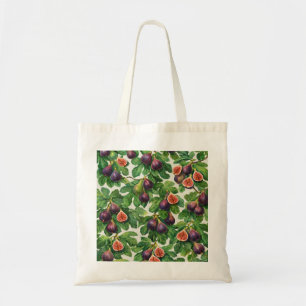 Bolsa Tote Padrão Botânico de Fruta Figo Fresco