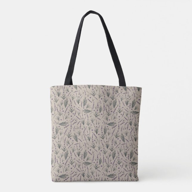 Bolsa Tote Padrão Botânico de Lavanda (Verso)