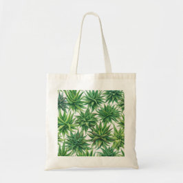 Bolsa Tote Padrão Botânico de Suculenta Aloe Vera em Aquarela