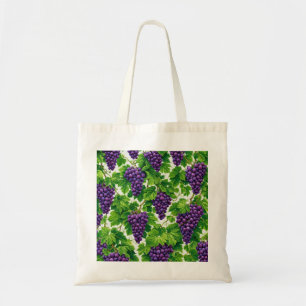 Bolsa Tote Padrão Botânico de Videira de Uva Roxa