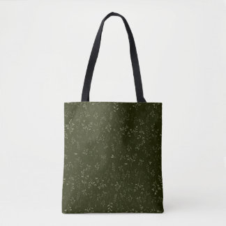 Bolsa Tote Padrão Botânico Ditsy Verde Escuro Temperamental
