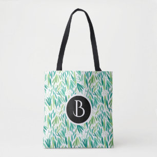 Bolsa Tote Padrão Botânico do Folheto Verde abstrato