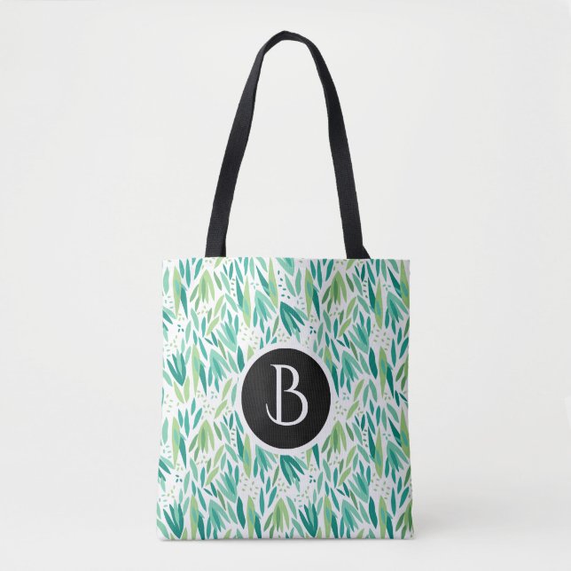 Bolsa Tote Padrão Botânico do Folheto Verde abstrato (Frente)