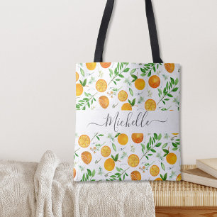 Bolsa Tote Padrão Botânico Floral de Citrus Summer
