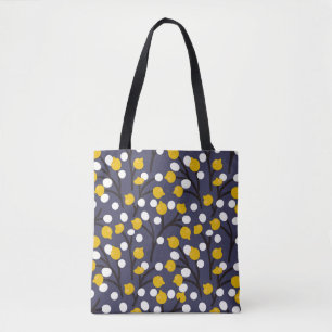 Bolsa Tote Padrão botânico floral delicado e vítreo.