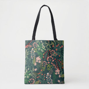 Bolsa Tote Padrão Botânico Floral Escuro Sem Vista