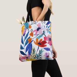 Bolsa Tote Padrão Botânico Tropical Moderno de Flor Silvestre