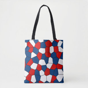 Bolsa Tote Padrão Branco Azul Vermelho