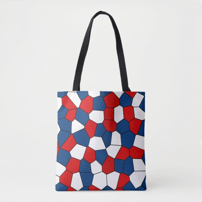 Bolsa Tote Padrão Branco Azul Vermelho (Frente)