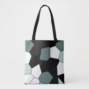 Bolsa Tote Padrão branco preto verde-na moda