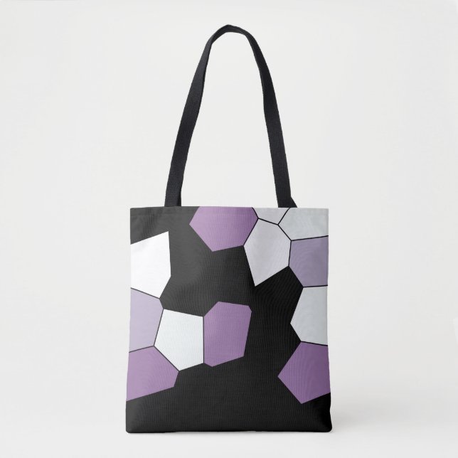 Bolsa Tote Padrão branco roxo na moda Lavanda  (Frente)