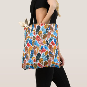 Bolsa Tote Padrão brilhante com penas de aves