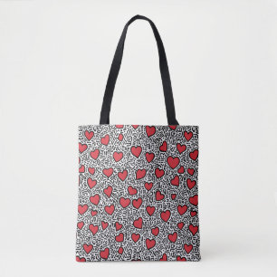 Bolsa Tote Padrão cardíaco de pop Art