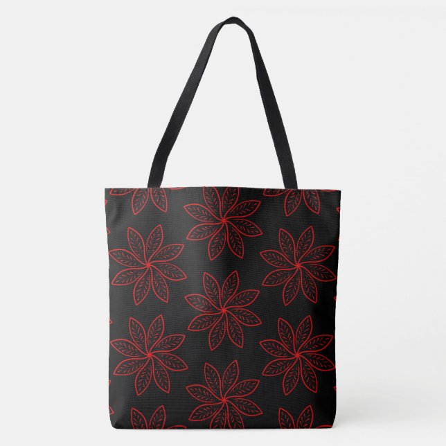 Bolsa Tote Padrão Carmesim no Preto (Frente)