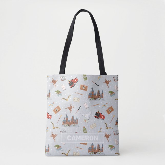 Bolsa Tote Padrão Cartoon Hogwarts Harry Potter (Frente)