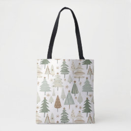 Bolsa Tote Padrão castanho das Árvores de Natal modernas