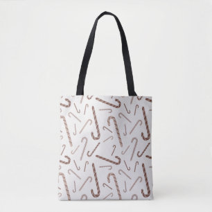 Bolsa Tote Padrão Castanho e Doces Brancos