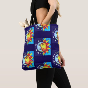 Bolsa Tote Padrão Celestial Sun Moon 90 Estilo