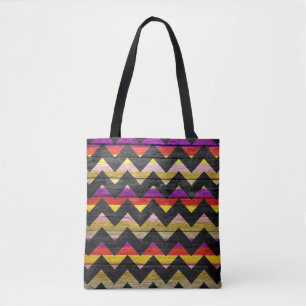Bolsa Tote Padrão Chevron Colorido Moderno da Madeira #46