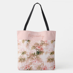 Bolsa Tote Padrão Chic Floral Elegante Rosa Vintage Vitoriano