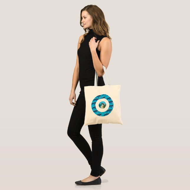 Bolsa Tote Padrão Circular do Golfinho, Totebag (Frente (modelo))